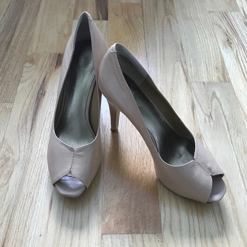 Nude peep toe heels
